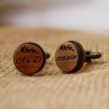 Houten manchetknopen gezet in verouderd brons 16 mm personaliseerbaar