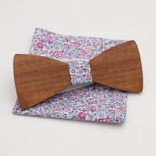 Liberty Katie fuchsia clutch bag en houten strik naar keuze