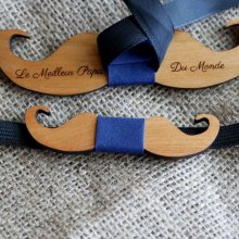 Mini Moustaches houten strikje om te personaliseren made in France